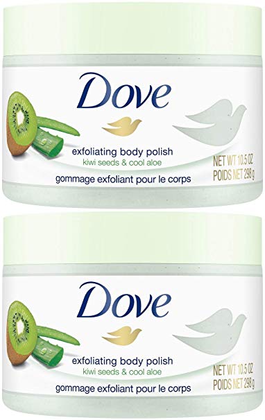 Dove Exfoliating Body Polish, Kiwi Seeds & Cool Aloe, 10.5 Ounce (Pack of 2)