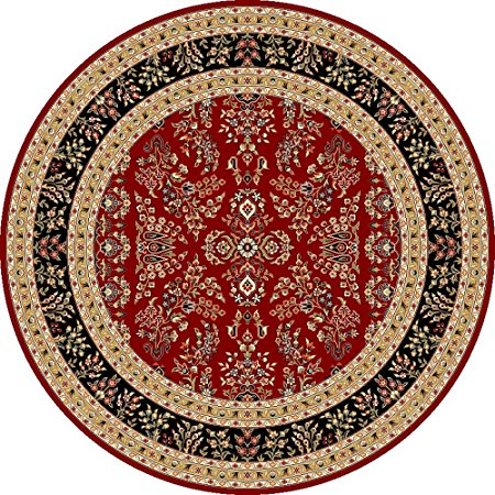 Safavieh Lyndhurst Collection LNH331B Traditional Oriental Red and Black Round Area Rug (8' Diameter)