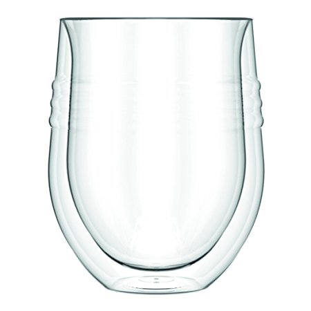 Bodum 2 Piece 11 oz SKAL Double Wall Red Wine Glass, Clear