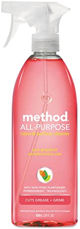 Method Products - Method - All Surface Cleaner, Pink Grapefruit, 28 oz., Bottle - Sold As 1 Each - Nontoxic all-purpose spray. - Naturally derived formula is safe on most surfaces including tile, marble, sealed wood and metal. - Biodegradable ingredients made from corn and coconut oil.