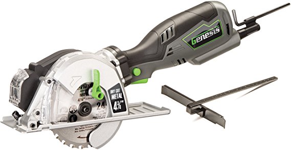 Genesis GMCS547C 5.8 Amp, 4-3/4” Control Grip Compact Circular Saw for Metal Cutting with chip collector and Metal Cutting Blade