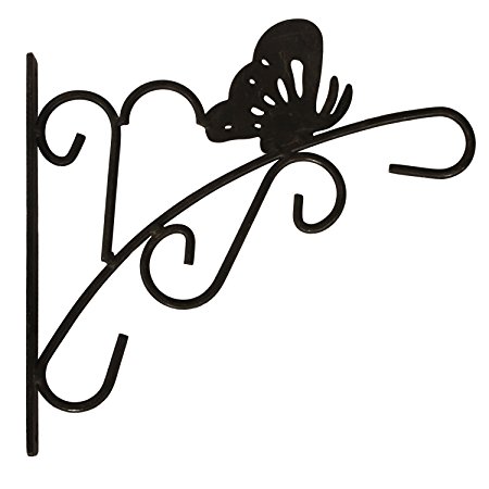 Amagabeli 11" by 11" Butterfly Hook, Black, Wrought Iron Wall Hooks for Bird Feeders, Planters, Lanterns, Wind Chimes, As Wall Brackets and More!