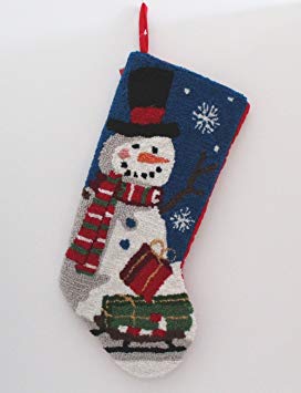 Holiday Lane Snow Man Hoop Stitched Christmas Stocking $35