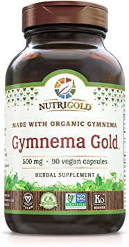 Nutrigold Organic Gymnema Sylvestre Gold for Blood Sugar Support, 500 Mg, 90 Capsules