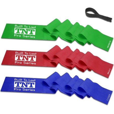 TNT Flat Stretch Bands Exercise Set - Extra Long Extra Wide - Heavy Duty Door Anchor Included