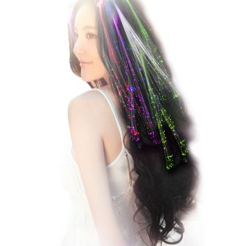 Acooe 10 Pack LED Multicolored Fiber Optic Lights up Flashing Hair, Light Up Toys, Barrettes for Party, Bar Dancing Hairpin, Hair Clip