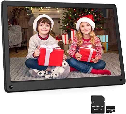 Digital Picture Frame 15.6 Inch 1920x1080 16:9 IPS Screen Include 32GB SD Card HD Video Frame, Photo Auto Rotate, Background Music, Auto Time On/Off, Calendar, Alarm Clock, Motion Sensor(Black)