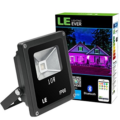 LE Smart Bluetooth RGB LED Flood Lights Dimmable Waterproof 10W Cellphone APP Control