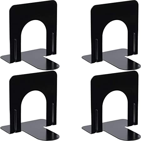 Economy Bookends, Standard, 4 3/4 x 5 1/4 x 5, Heavy Gauge Steel, Black - Sold as 2 Packs of - 2 - / - Total of 4 Each will be received