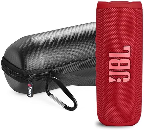 JBL FLIP 6 Waterproof Portable Speaker Bundle with gSport Carbon Fiber Case (Red)