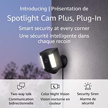 Introducing Ring Spotlight Cam Plus, Plug-in | Two-Way Talk, Colour Night Vision, and Security Siren (2022 release) - Black