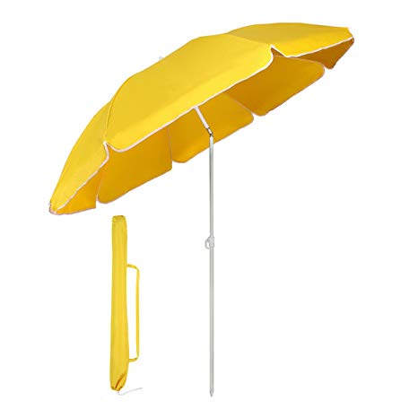 Sekey Ø 5.2ft/1.6m Garden Parasol Umbrella Outdoor Sun Shade for Beach/Pool/Patio Umbrellas Yellow Round Sunscreen UV20