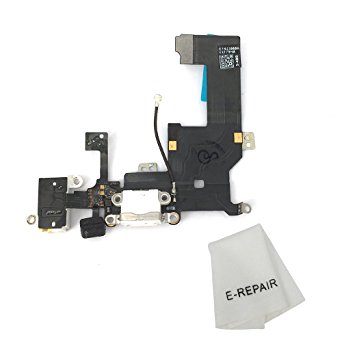 Charging Port Dock & Headphone Jack Connector Flex Cable Replacement for Iphone 5 Black