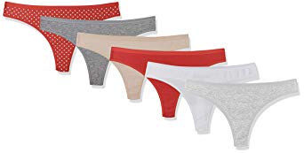 Madeline Kelly Women's 6 Pack Cotton Thong Panty