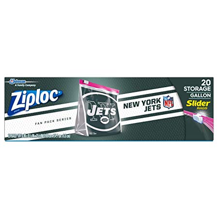 Ziploc Brand NFL New York Jets Slider Gallon, 20 ct