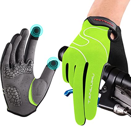 Tanluhu Cycling Gloves Mountain Bike Gloves Biking Gloves for Men Women Outdoor Full Finger Workout Gloves Touch Screen Anti-Slip Shock-Absorbing MTB Gloves Road Bicycle Gloves