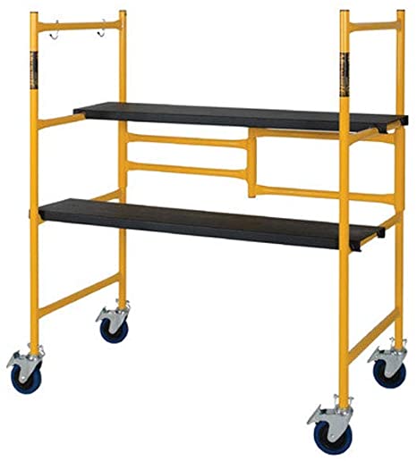 MetalTech 4 Foot High Portable Adjustable Platform Basic Mini Mobile Scaffolding Ladder with Locking Wheels