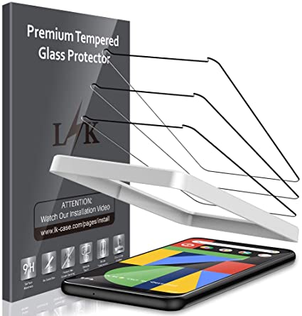 LK [3 Pack] Screen Protector for Google Pixel 4 Tempered Glass (Easy Frame Installation) 9H Hardness, Anti-Scratch, Case Friendly