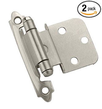 Amerock BP3428G10 Self-Closing, Face Mount Hinge with 3/8in(10mm) Inset - Satin Nickel - 2 Pack