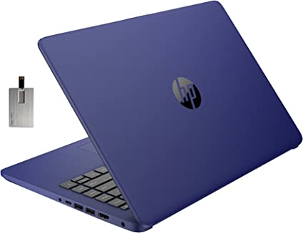 HP 2022 Stream 14" HD BrightView Laptop, Intel Celeron N4000, 16GB RAM, 64GB SSD, Intel HD Graphics, 720p Webcam, 1 Year Office 365, Blue, Win 11, 128GB Snowbell USB Card