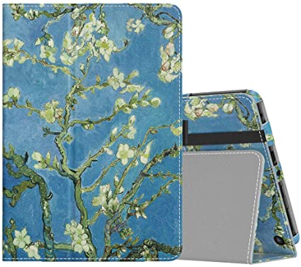 MoKo Case Fits Kindle Fire HD 8 & 8 Plus Tablet (10th Generation, 2020 Release),Slim Folding Stand Cover with Auto Wake/Sleep - Almond Blossom