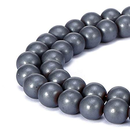 jennysun2010 Natural Matte Frosted Black Hematite Gemstone 8mm Round Loose 50pcs Beads 1 Strand for Bracelet Necklace Earrings Jewelry Making Crafts Design Healing