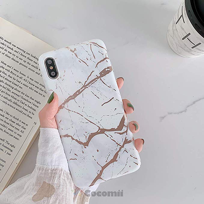 Cocomii Matte Marble Armor iPhone XR Case New [Rose Gold Shiny Streaks Granite] Ultra HD Vivid Pattern Never Fade Anti-Scratch Shockproof Bumper [Slim] Full Body Cover for Apple iPhone XR (MM.White)
