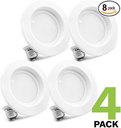 Bioluz LED 4” LED Retrofit Recessed Light 65W Replacement (Using 10W) 700 Lumen, 90 CRI, Dimmable, UL-Listed CEC JA8 Title 24 Compliant (4-Pack, 4000K Daylight)