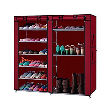 Boylymia Shoe Rack, Room-Saving Shoe Storage Organizer Cabinet Tower with Non-Woven Fabric Cover