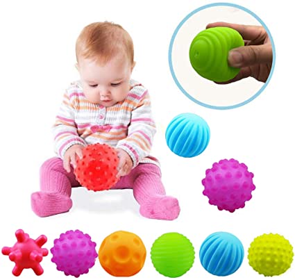 ROHSCE Textured Ball Set Baby, Sensory Balls Kids, Baby Squeeze Balls, Soft Balls Toddler Set of 6 Packs with BB Sounds for Babies Toddlers Children Boys Girls 6  Months