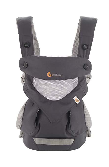 Ergobaby 360 All Carry Position Award-Winning Cool Mesh Ergonomic Baby Carrier (Carbon Grey PLUS Swaddler Natural , S/M)