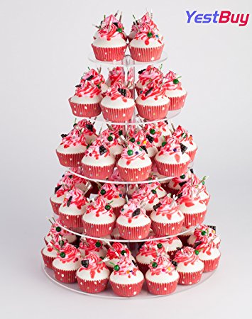 Yest 5 Tier Maypole Round Acrylic Cupcake Tree Tower Display Stand - 16 Inch