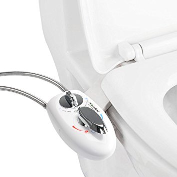 Amazetec® Dual Nozzle Bidet (Male & Female) Self Cleaning Hot and Cold Water Toilet Bidet- Non-Electric Mechanical Bidet Toilet Attachment - Adjustable Water Pressure and Temperature, w/ Metal Control Dial Plate