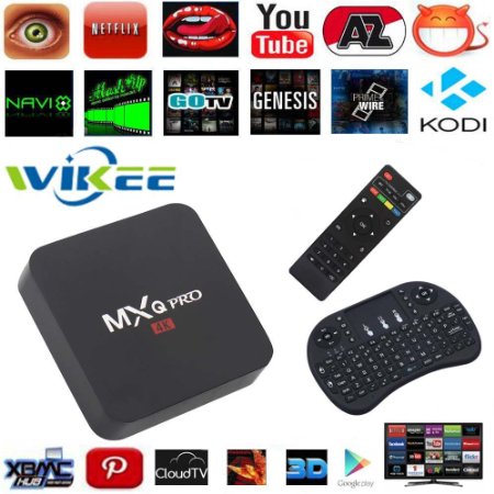 [Free Wireless Mini Keyboard] WIIKEE MXQ PRO Amlogic S905 Quad Core Android 5.1 TV Box Fully Loaded KODI Smart 1G/8G 4K 1080P Google Wifi Streaming Media Player