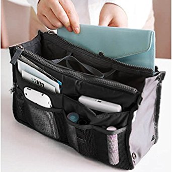 Bluetime 13 Pockets Bag in Bag Travel Handbag Organizer with Handles Purse Insert Organizer Diaper Tote Bags (12 Colors)
