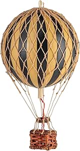 Authentic Models, Floating The Skies Air Balloon, Hanging Home Decor - 5.3 Inch Height, Historic Hot Air Balloon Model for Home Decor, Detailed Vintage Decorations to Hang from Ceiling - Black