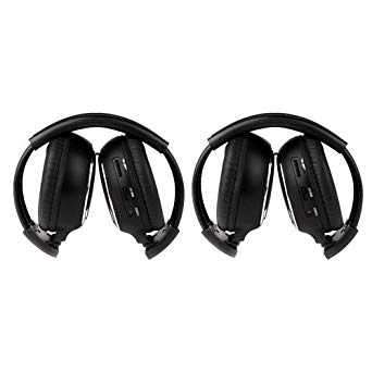 OUKU 2 Pack of Two Channel Folding Universal Rear Entertainment System Infrared Headphones Wireless IR DVD Player Head Phones for in Car TV Video Audio Listening