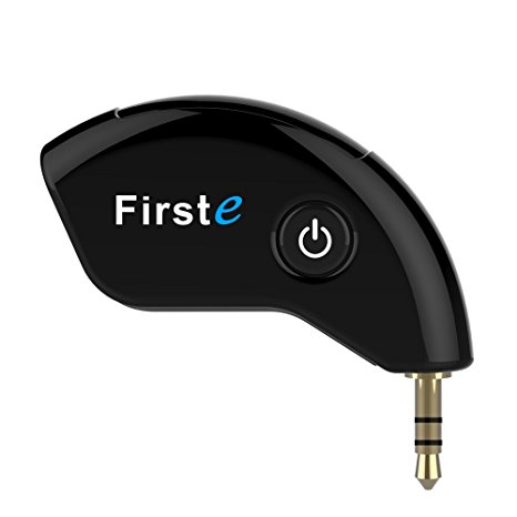 [Updated Version]FirstE Portable Bluetooth Transmitter Connected to 3.5mm AUX Audio Devices, Wireless Stream A2DP Stereo Music Sound to 2 Bluetooth Receivers/TV Ears/Headphones/Speaker Simultaneously