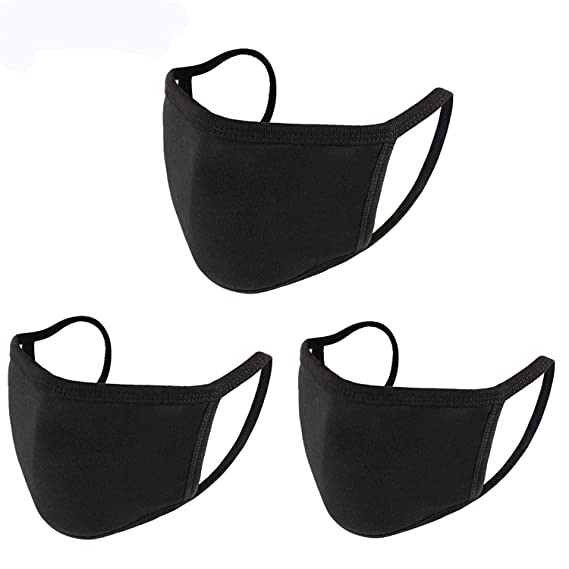 3 Pack Unisex Face Shield, Black Dust Cotton, Washable, Reusable Cloth