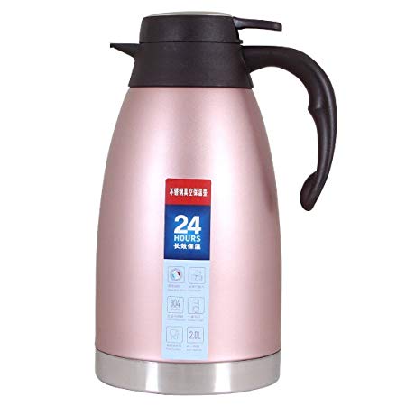 Thermal Carafe Stainless Steel Vacuum Hot Coffee Pot Double Walled Large Thermo Pitcher Tea Jug Insulated Milk Server-2L/68oz