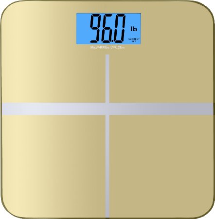 BalanceFrom High Accuracy MemoryTrack Premium Digital Bathroom Scale with Smart Step-On and MemoryTrack Technology Extra Large Dual Color Backlight Display NEWEST VERSION Gold
