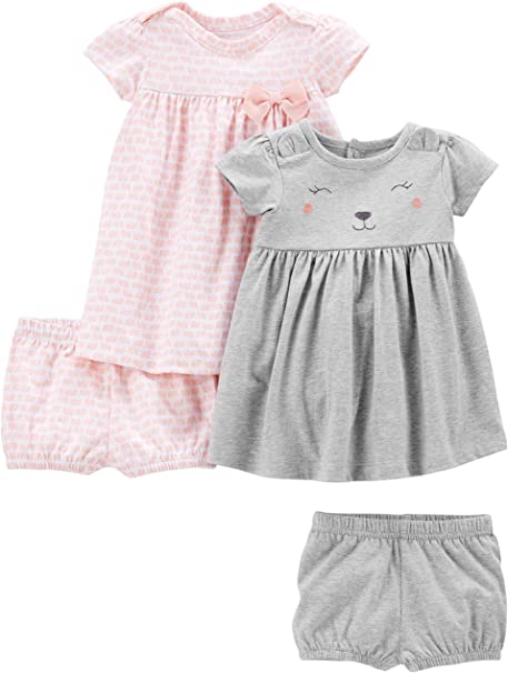 Simple Joys by Carter's Baby and Toddler Girls' 2-Pack Short-Sleeve and Sleeveless Dress Sets