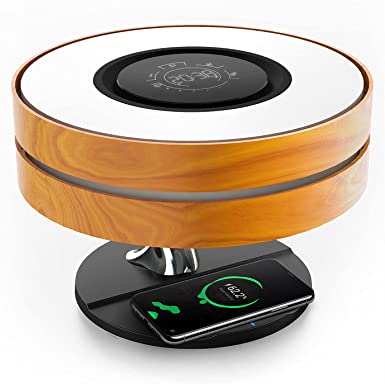 Horizon Bedside Lamp with 10W Wireless Charger and Bluetooth Speaker, Night Lamp Ambient Lamp with Digital Clock, Stepless Dimming and Sleep Mode for Nightstand