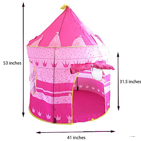 Sure Luxury Girl's Pink Princess Castle Play Tent - Indoor and Outdoor Use