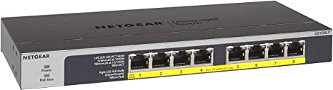 NETGEAR 8-Port Gigabit Ethernet Unmanaged PoE Switch (GS108LP) - with 8 x PoE  @ 60W Upgradeable, Desktop/Rackmount, and ProSAFE Lifetime Protection