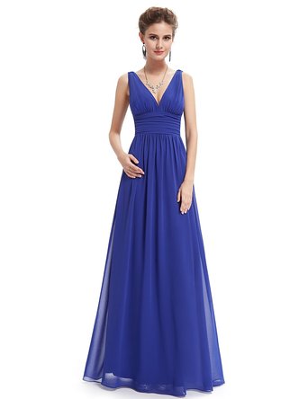 Ever Pretty Elegant V-neck Long Chiffon Crystal Maxi Evening Dress 09016
