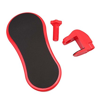 EgoEra® Ergonomic Computer Desk Extender Comfort Arm Wrist Rest Support Armrest Mouse Pad Mat with Clamp for Chair Arm or Desktop (Red)