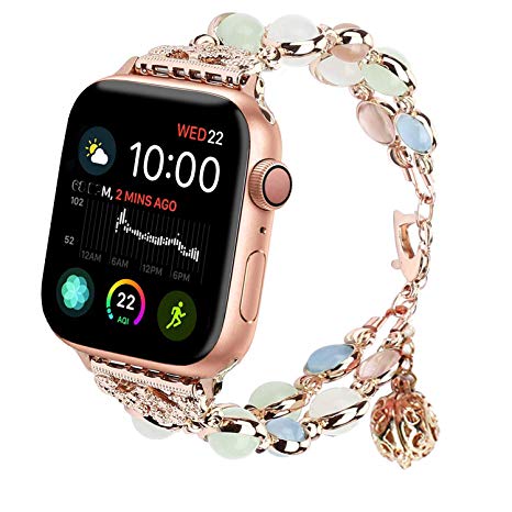 AUSXINX Bracelet for Apple Watch Band 38mm 42mm,Stainless Steel Jewelry Bangle Handmade Luminous iWatch Wristband Strap with Adjustable Fragrance Clasp for Women Girls Compatible iWatch series 4 3 2 1