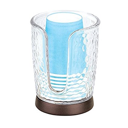 mDesign Disposable Paper Cup Dispenser for Bathroom Countertops - Clear/Bronze