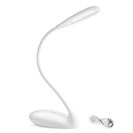 LE LED Swan Gooseneck Desk Table Lamp Light, Brightness Dimmable, 3-Level Color Temperature Adjustable, Touch Control, USB Rechargeable, Night Light Function, Bedroom, Study Room, Bedside